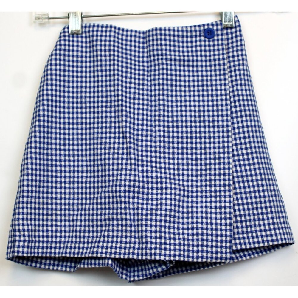 Kelly's Kids Blue Plaid Skorts sz Small 5-6 Shorts Flap Pull on Elastic Back